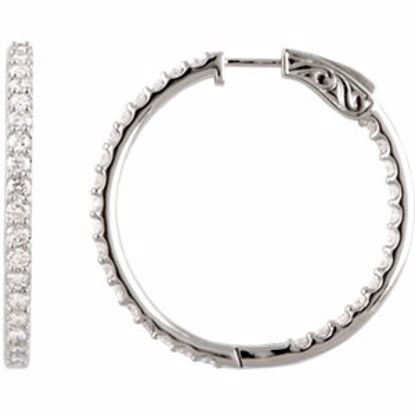 650183:112:P Sterling Silver Cubic Zirconia Inside/Outside Hoop Earrings

