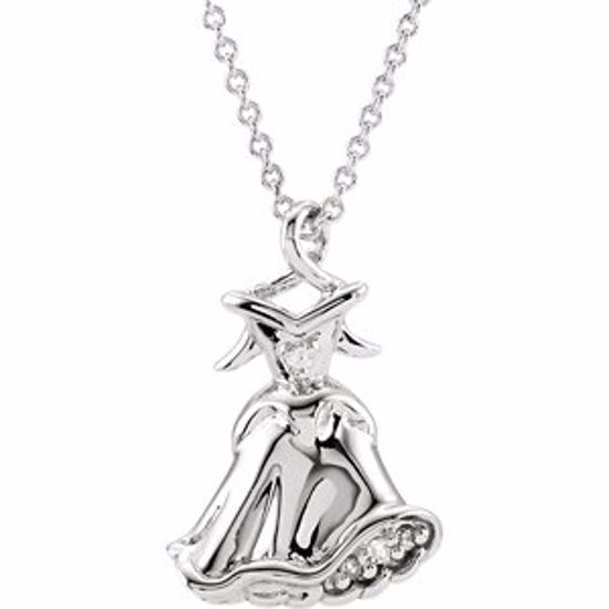 190059:101:P Sterling Silver .02 CTW Diamond Sleeping Beauty Dress 14" Necklace