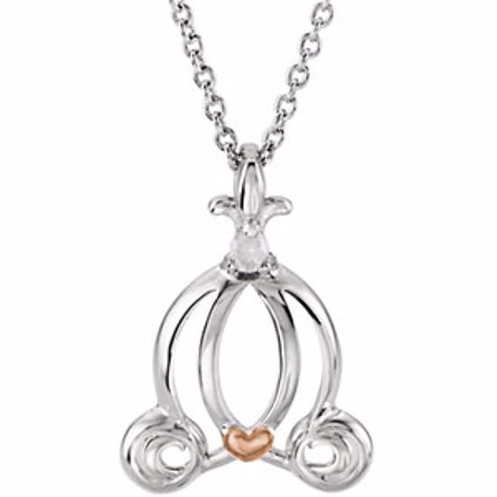 190058:101:P Sterling Silver .03 CT Diamond Cinderella Carriage 14" Necklace