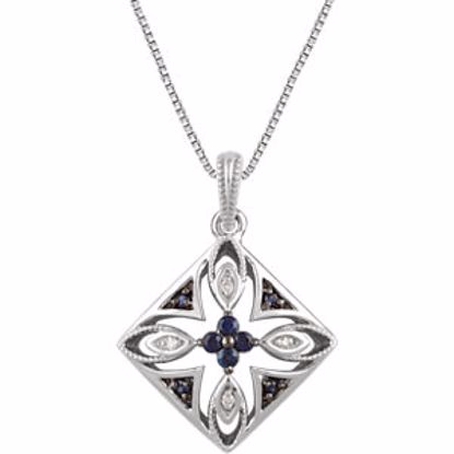 650714:60000:P Sterling Silver Blue Sapphire & .025 CTW Diamond 18" Necklace