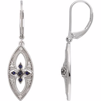 650717:60000:P Sterling Silver Sapphire & 1/6 CTW Diamond Lever Back Earrings