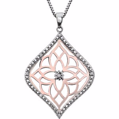 650790:60000:P Sterling Silver .07 CTW Diamond 18" Necklace with Rose Plating