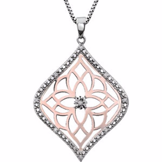 650790:60000:P Sterling Silver .07 CTW Diamond 18" Necklace with Rose Plating