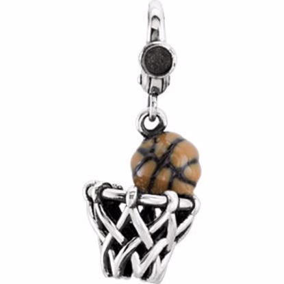 650830:107:P Sterling Silver Basketball & Goal Charm