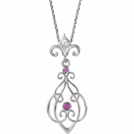 85599:70000:P Sterling Silver Ruby & .01 CTW Diamond 18" Necklace