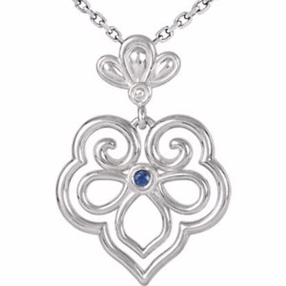 85609:70000:P Sterling Silver Blue Sapphire 18" Necklace 