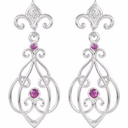 85598:70000:P Sterling Silver with 14kt White Post Ruby & .025 CTW Diamond Earrings