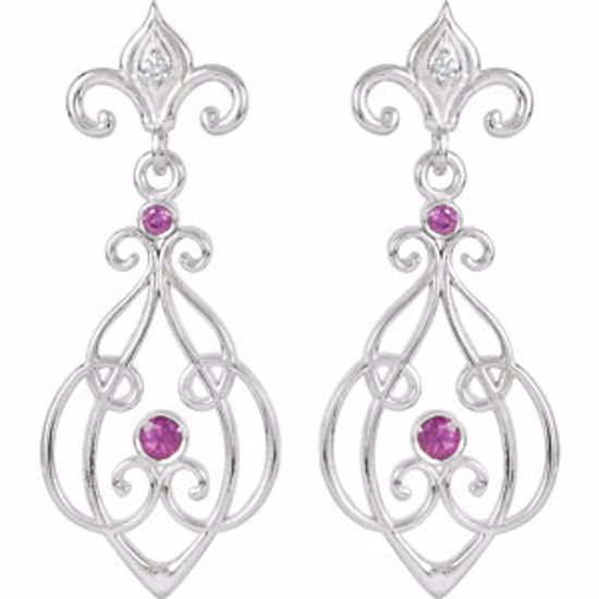 85598:70000:P Sterling Silver with 14kt White Post Ruby & .025 CTW Diamond Earrings