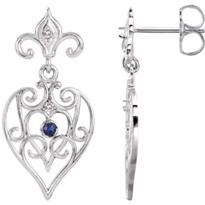 85596:70000:P Sterling Silver with 14kt White Post Sapphire & .04 CTW Diamond Earrings