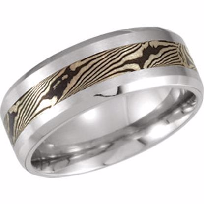 COR242:10135:P Cobalt 8mm Mokume Design Band Size 13.5