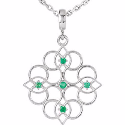 85605:70000:P Sterling Silver Emerald 18" Necklace