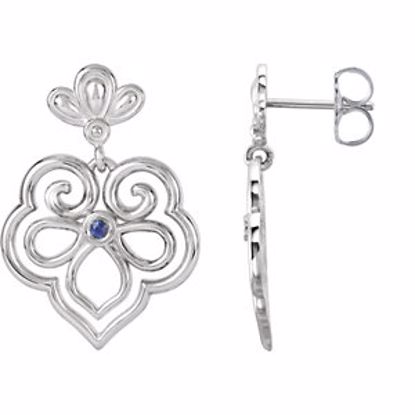85608:70000:P Sterling Silver with 14kt White Post Blue Sapphire Earrings