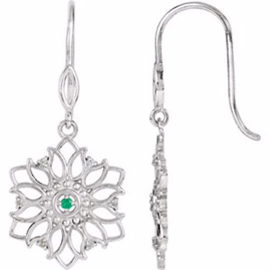 85606:70000:P Sterling Silver Emerald & .06 CTW Diamond Earrings