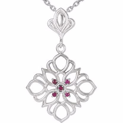 85603:70000:P Sterling Silver 1.25 Ruby 18" Necklace