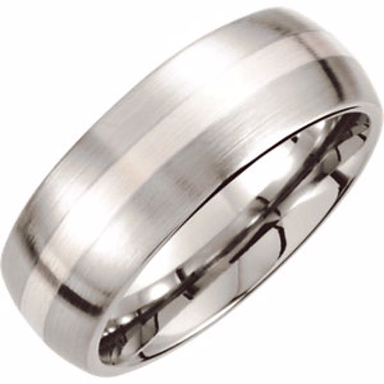 COR168:0010:P Cobalt/Continuum Sterling Silver 8mm Domed Band 10.00