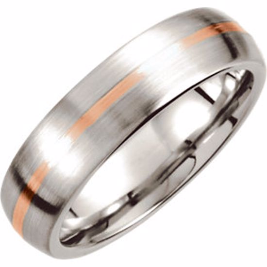COR167:0010:P Cobalt/14kt Rose 6mm Slightly Domed Band 10