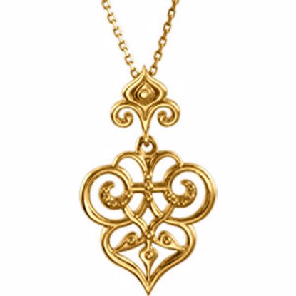 85589:1003:P 14kt Yellow Fleur-De-Lis Decorative Dangle 18" Necklace