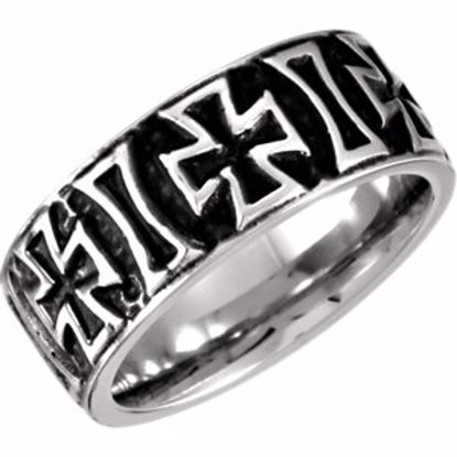 COR248:1095:P Cobalt 9mm Black PVD Cross Design Band 9.5