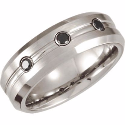 COR253D:10125:P Cobalt .24 CTW Black Diamond Grooved Band 12.5