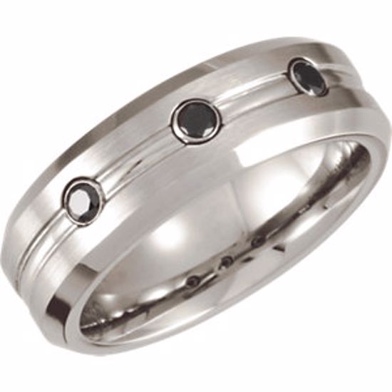 COR253D:1013:P Cobalt .24 CTW Black Diamond Grooved Band 13