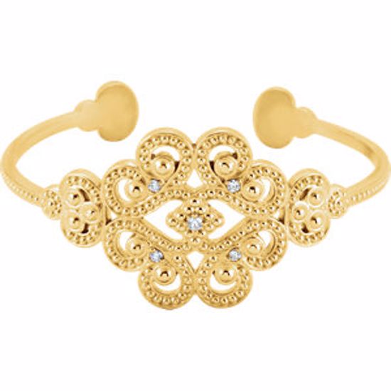 BRC744:60000:P 14kt Yellow 1/6 CTW Diamond Granulated Bangle Bracelet