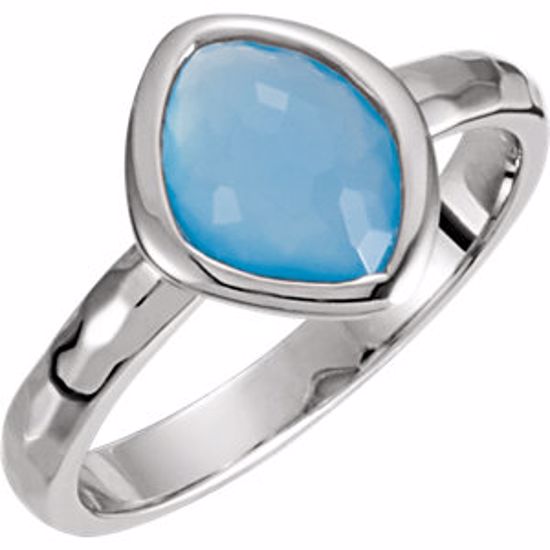 650867:102:P Sterling Silver 10x8x5mm Blue Chalcedony Ring Size 6 