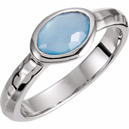 650867:110:P Sterling Silver 7x5x4mm Blue Chalcedony Ring Size 7 