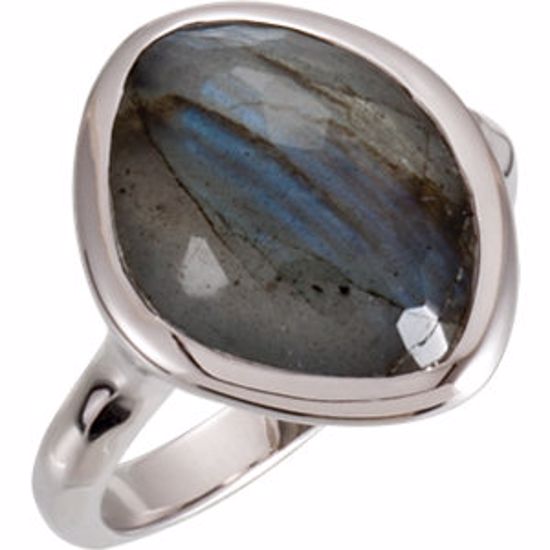 650867:128:P Sterling Silver 15x11x6mm Labradorite Ring Size 7 