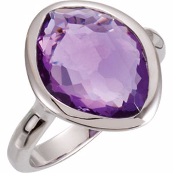 650867:119:P Sterling Silver 15x11x6mm Amethyst Ring Size 7 