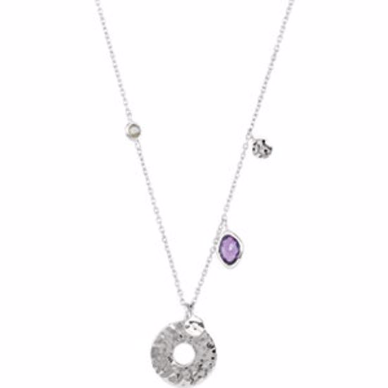 650870:101:P Sterling Silver Amethyst & Labradorite 17.5" Necklace