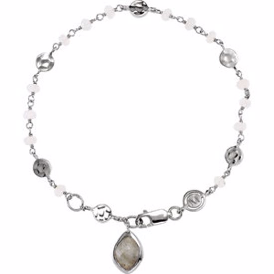 650871:102:P 18kt Yellow Vermeil Moonstone & Labradorite 7.5" Bracelet