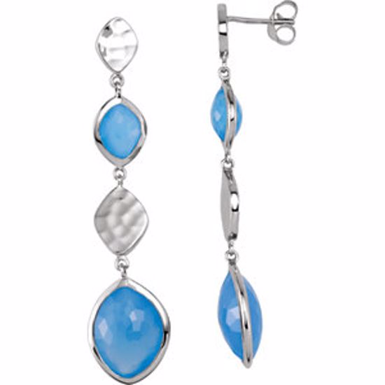 650876:100:P Sterling Silver Blue Chalcedony Earrings 