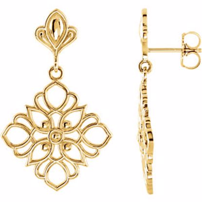 85582:2000:P 14kt Yellow Decorative Dangle Earrings