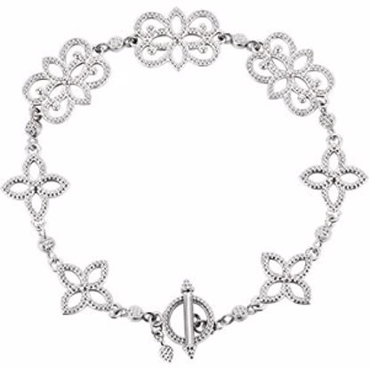 BRC752:101:P 14kt White Granulated Metal Fashion 7.75" Bracelet