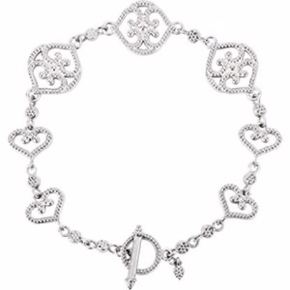 BRC754:101:P 14kt White Granulated Metal Fashion 7.5" Bracelet