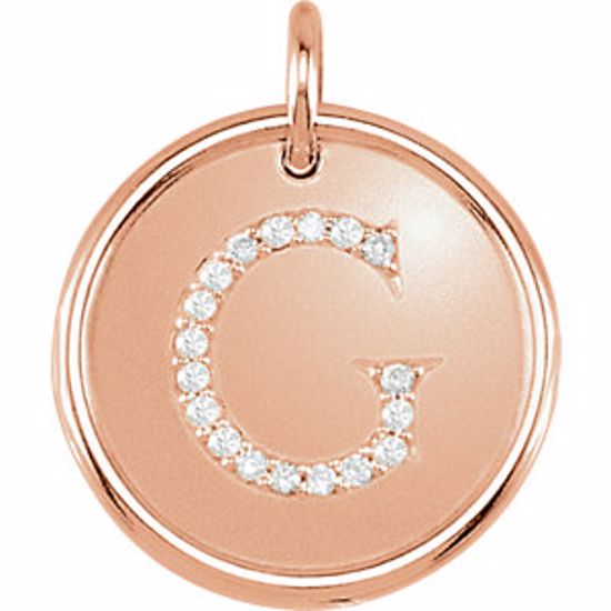 85088:10140:P 14kt Rose 1/10 CTW Diamond Initial "G" Pendant