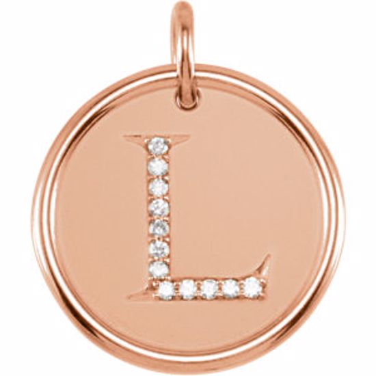 85088:10180:P 14kt Rose .06 CTW Diamond Initial "L" Pendant