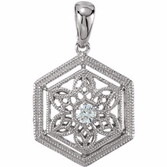 650208:100:P 14kt White .05 CTW Diamond Filigree Pendant