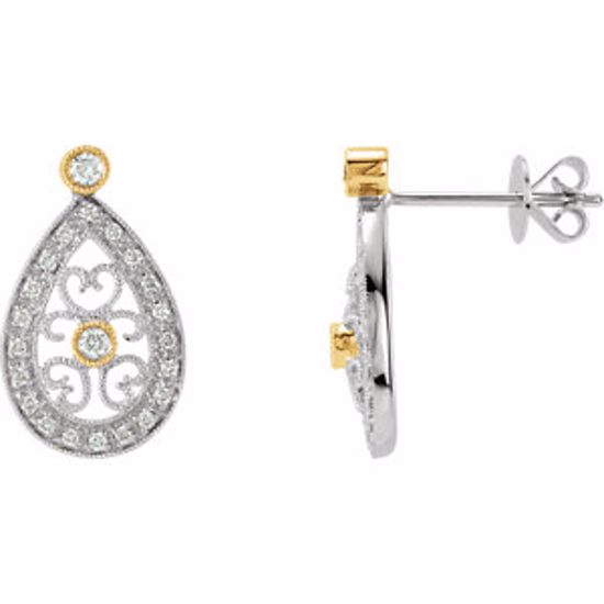 650217:100:P 14kt Two-Tone 1/4 CTW Diamond Filigree Earrings