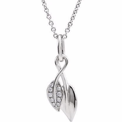 650881:101:P 14kt White .06 CTW Diamond 18" Leaf Necklace