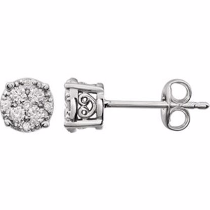 650860:101:P 14kt White 1/4 CTW Diamond Cluster Friction Post Earrings