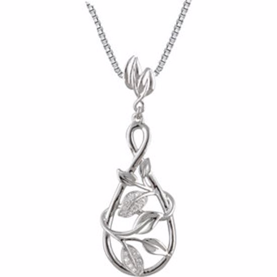 650883:101:P 14kt White 1/10 CTW Diamond Leaf Design 18" Necklace