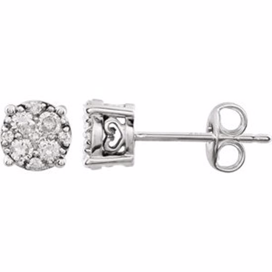 650860:102:P 14kt White 1/3 CTW Diamond Cluster Friction Post Earrings