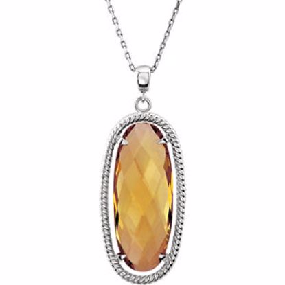 85647:70000:P 25mm X 10mm Oval Honey Quartz 18" Necklace