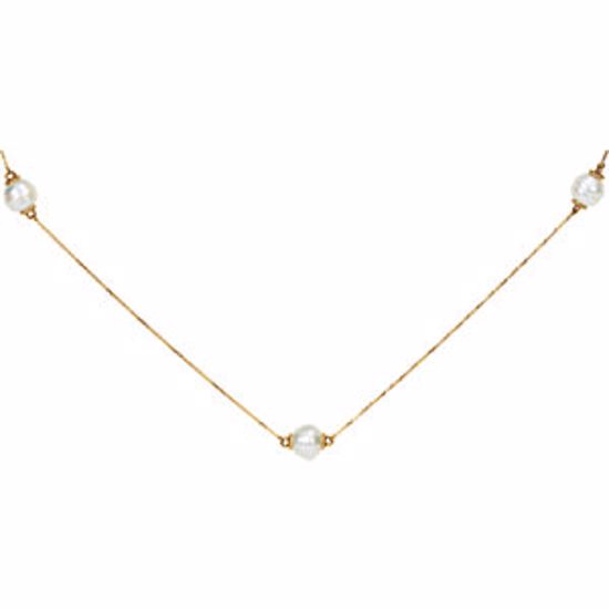 NCK230:100:P 14kt Yellow Pearl Station 37.50" Necklace