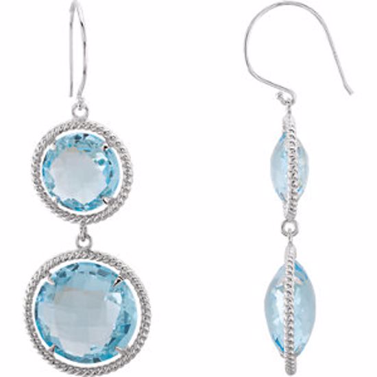 85640:70000:P Sterling Silver Sky Blue Topaz Rope Design Earrings