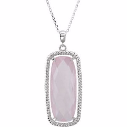 85651:70000:P Sterling Silver Rose Quartz 18" Necklace