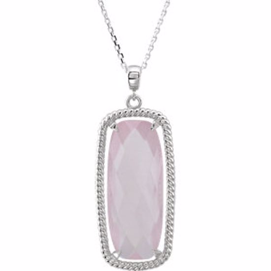 85651:70000:P Sterling Silver Rose Quartz 18" Necklace