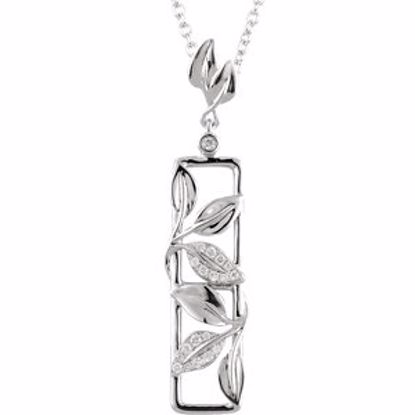 650885:101:P 14kt White 1/8 CTW Diamond Leaf Design 18" Necklace