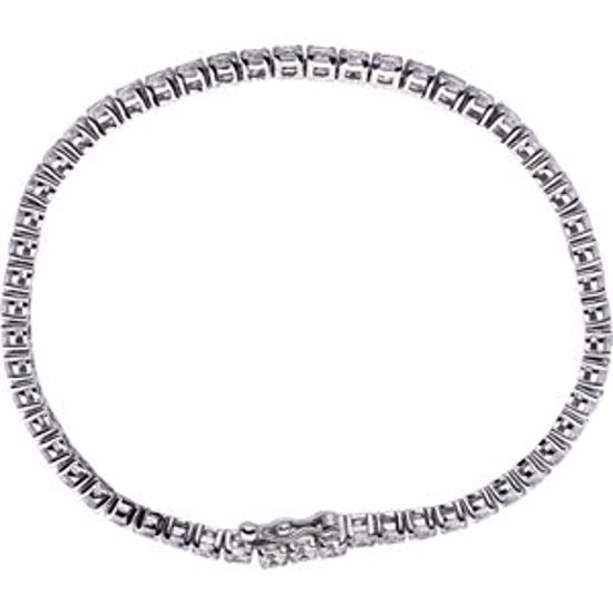 650793:70001:P Sterling Silver 3mm Round Cubic Zirconia Bracelet